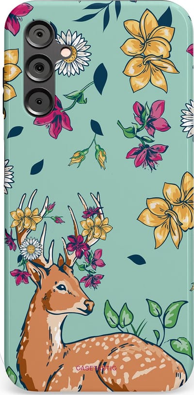 Casetastic Hoesje Geschikt voor Samsung A14 (5G/4G) - Stijlvolle Beschermende Duo-layer Case - Bloemenbronst