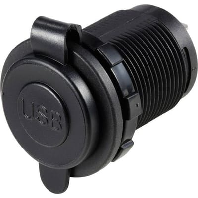 TRU COMPONENTS TC-12114140 USB-A + USB-C inbouwbus verlicht, blauwe LED, rond Inhoud: 1 stuk(s)