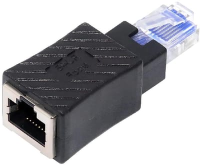 Ethernet Adapter - RJ45 Connector - Netwerk Verbinding - Vergulde Contacten - 10 x 10 x 1 cm - Zwart
