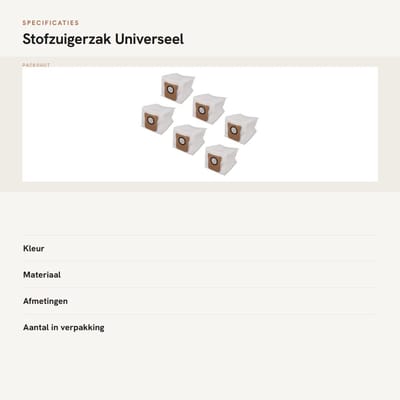 Dailygoods- Stofzuigerzak Set van 6 - Universeel - Duurzaam - Eenvoudige Vervanging - Verbeterde Prestaties - Handige Accessoire - Stofzakken