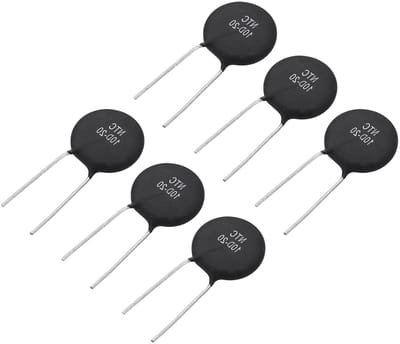 NTC Thermistor Weerstanden - Temperatuursensor Inschakelstroombegrenzer - Temperatuurmeting Circuitbescherming - Hoge Gevoeligheid - 10 Ohm 6 stuks - Zwart