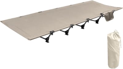 Opvouwbaar campingbed - Draagbaar slaapbed - Buiten kamperen - Snelle installatie - 192 x 65 cm - Kaki