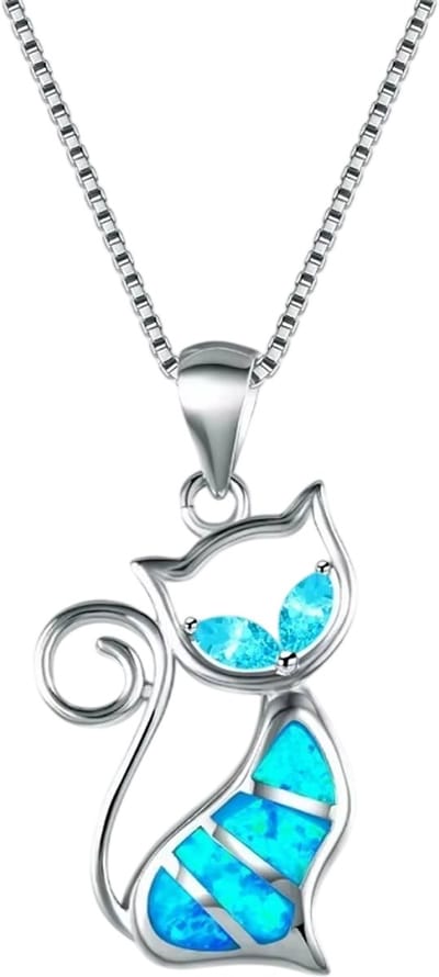 Schattig katje Ketting voor Dames – Boho Opal Look Sieraad – Romantische Mode Ketting – Cadeau voor Dames en Meisjes – Geschikt voor Feesten, Bruiloften en Dagelijks Gebruik