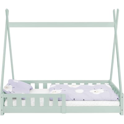 Kinderbed Tipi 80x160 cm mint van grenenhout incl. matras H-10cm uitvalbescherming en lattenbodem ML design