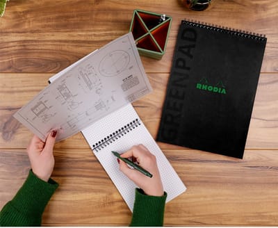 RHODIA Spiraalnotitieblok GREENPAD, A5+, gelinieerd, zwart