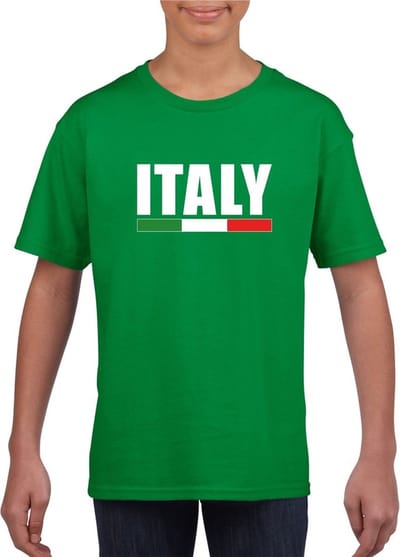 Groen Italie supporter t-shirt voor heren - Italiaanse vlag shirts 110/116