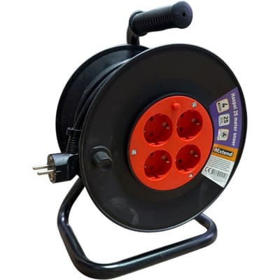 Extend Kabelhaspel 25 meter  – 4-voudig, 3×1 mm², 230 V – Robuuste haspel voor werkplaats, tuin en bouwplaats