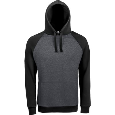 SOLS Unisex Seattle Contrast Raglan Hoodie (Houtskool mergel/zwart)