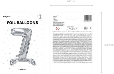 Zilver 7 staande folieballon 70cm