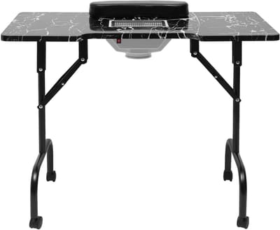 SAVI® Manicure Tafel met Afzuiging - Nageltafel - Bureau - Met Lades Op Wielen Met Remmen - Zwart - ‎‎90cm x 40cm x 72cm