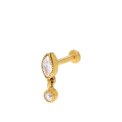 Lucardi - Dames Stalen goldplated helixpiercing met zirkonia - Piercing - Staal - Goudkleurig