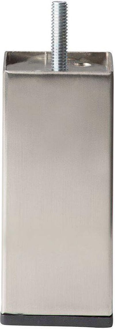 Stalen meubelpoot rvs look vierkant 4 bij 4 cm en hoogte 10 cm (M8) - Set van 4 stuks
