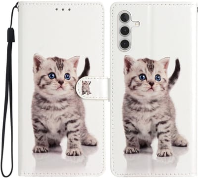 BoekCover Hoes Etui geschikt voor Samsung Galaxy A37 - A36 - A56 - Lieve Kitten - Wit