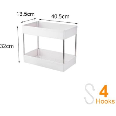 2/3/4 Tier Slanke Smalle Opslagwagen Mobiele Plank Unit Lade Organisator Uitschuifbare Trolley Winkelwagen Rek Voor Keuken Badkamer Wasserij white