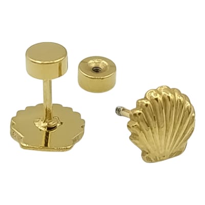 Kleine schelp oorknopjes voor meisje - Premium gold-plated staal - Ø 5 mm