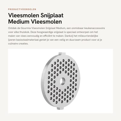 Dailygoods- Snijplaat Medium - Vleesmolen Platen - Vleesmolen Gatenplaten - Duurzaam IJzeren Basisstaal - Veilig en Niet Giftig - Eenvoudig te Reinigen - Vleesmolenplaat