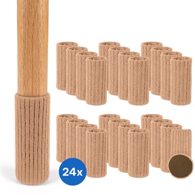 Lumivéra® Stoelpoot sokken set van 24 stuks (Beige) – Elastische Beschermers – Stoelbeschermer – Stoelsokjes met vilt - Stoelpootbeschermers - Stoelpootdoppen - Stoelsokken