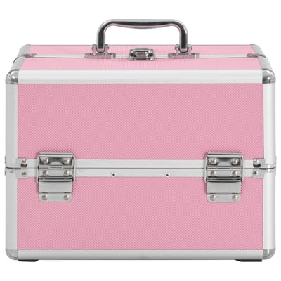 vidaXL - Make-up - koffer - 22x30x21 - cm - aluminium - roze