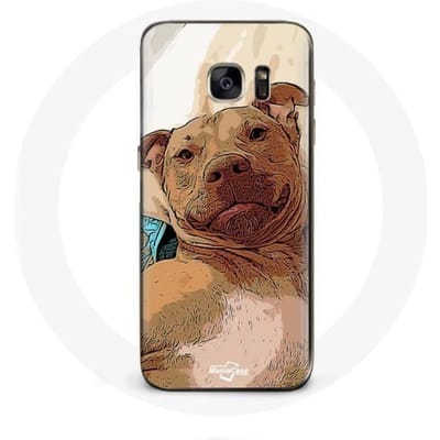 Hoesje - Samsung - Galaxy S7 - American Pitbull Terriër - Bruin - Hard bruin