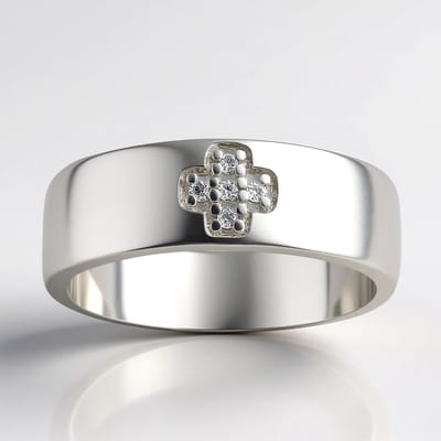 Cavill - Zilveren Ring - 925 Sterling Zilver Gerhodineerd - 5x I1 G Diamanten 0 028 ct - Ronde Briljant Pave Zetting - Elegant & Duurzaam 19x19 mm