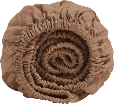 Yumeko hoeslaken gewassen linnen hazel 90x200x30 - Biologisch & ecologisch