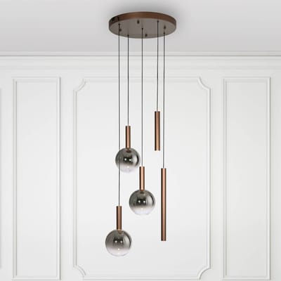Paul Neuhaus LED hanglamp Bowl, Ø 54 cm, bruin/grijs, dimbaar.