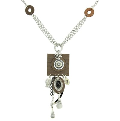 Behave ketting - Diverse houten en metalen hangers - Mode accessoires - Nikkelvrij - 60 cm