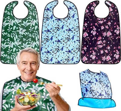 Herbruikbare en Wasbare Eetslabbetjes voor Volwassenen - 3-Pack Waterdichte Slabbetjes voor Ouderen, Ideaal voor Eten en Drinken, Comfortabel en Praktisch