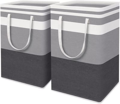Unyqoos ® Opvouwbare Grote Wasmand Set van Twee met Handige Lange Handgreep