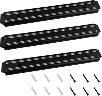 SnelShoppen - Set van 3 Magnetische Messenhouders - RVS Wandmontage - Sterke Magneten - Keuken Organizer - Geen Boren Nodig - Magnetische Strips voor