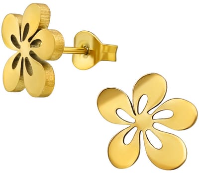 CS Joy - plumeria bloem oorbellen - Chirurgisch staal - oorknoppen - 10 mm - ip/pvd gold plated