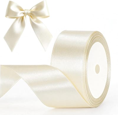 Lint 40 mm ivoorwit - 22 meter voor decoratie en knutselen, cadeaulint, geschenkverpakking - Satijnen lint