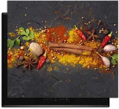 KitchenArt - Spice Explosion - Inductie Beschermer - 52x35 cm - Kookplaat Beschermer - Luxe Afdekplaat Inductieplaat - Anti-slip & Oprolbaar - Beschermmat Inductiekookplaat