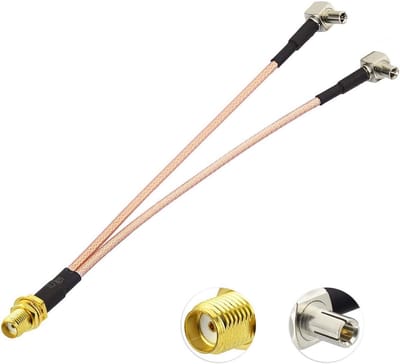 Antenne Adapter Kabel - Mifi Kabel - Netwerk Verbinding - SMA naar Dubbele TS9 - 15 cm - Zwart