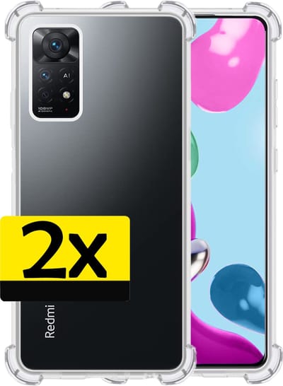 Hoesje - 2 Stuks - Geschikt voor Xiaomi Redmi Note 11s - Sterk & Shockproof - Siliconen Case - Back Cover - Telefoon Hoes Shock Proof - Telefoonhoesjes - Transparant