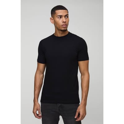 Essential Muscle Fit Crew Neck T-Shirt | Black | Size XS