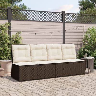 vidaXL - Tuinbank - verstelbaar - met - kussens - poly - rattan - bruin