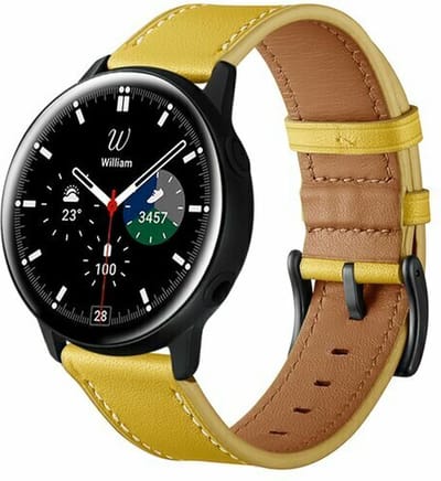 By Qubix - 20mm - lederen bandje - Geel - Geschikt voor Huawei watch GT 2 (42mm) - Huawei watch GT 3 (42mm) - Huawei watch GT 3 Pro (43mm)