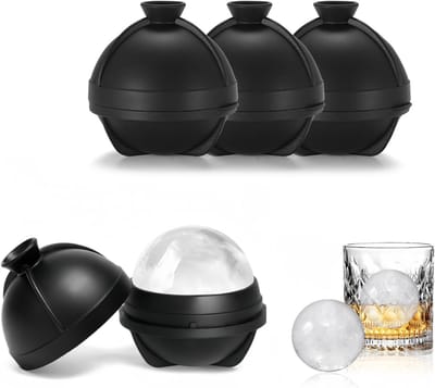 VHV - IJsbalvorm - siliconen ronde vorm 4 stuks - met deksel, makkelijk lossen - voor whisky, cocktails, koffie en drankjes