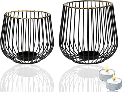 La'Moussawi ® Set van 2 Elegante Metalen Theelichthouders voor Huiselijke Sfeer en Stijlvolle Decoratie