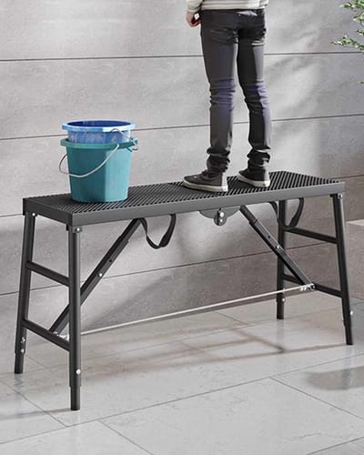Werkplatform Opvouwbaar - Steiger Ladder - Klusjes Binnen Buiten - Verstelbare Hoogte - 150x30cm - Zwart
