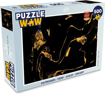 Puzzel Patronen - Verf - Goud - Zwart - Legpuzzel - Puzzel 500 stukjes