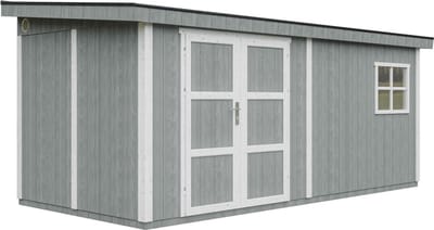 Timbela M940-CAVERN STEEL - LP SmartSide Tuinhuis op houtbasis - 11,47 m² - 530x248xH231 cm - met vloer en verf