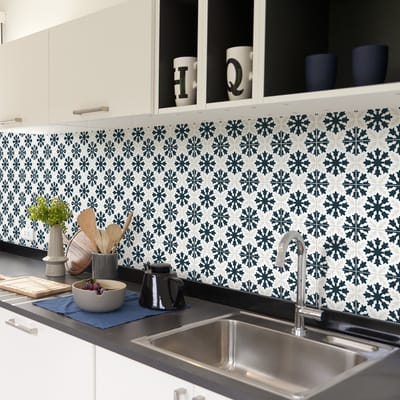 Zelfklevende tegelmuurstickers voor keuken en badkamer - 60 cementtegelstickers, Azulejos Meli - 60 stickers, 10x10cm