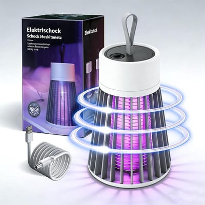 Elektrische insectenverdelger - muggenval, muggenlamp, accu, vliegenval, elektrische insectenlamp, voor binnen en buiten, oplaadbare insectenval, muggenkiller (grijs)