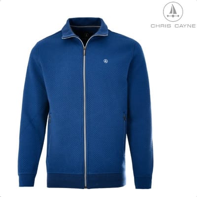 Chris Cayne herenvest - blauw - M - ritssluiting - steekzakken met ritsen - structuur - jersey