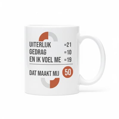 330ml Grappige Leeftijd Rekenmok – “Uiterlijk 21, Gedrag 10, Ik Voel Me 19 = Dat Maakt Mij 50” Verjaardag Cadeau Mok