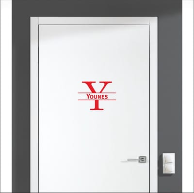 Deursticker Met Naam -  Younes - Rood