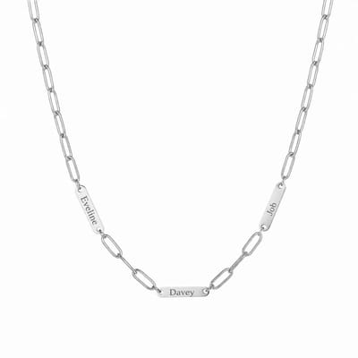 Schakelketting met 3 Namen Zilver