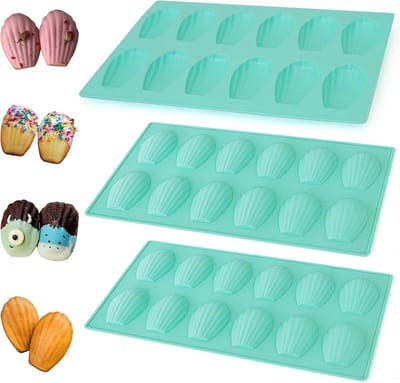 Madeleine Bakvorm - Koekjes Vorm - Zelf Bakken - Non-stick Coating - 3 Stuks - Groen